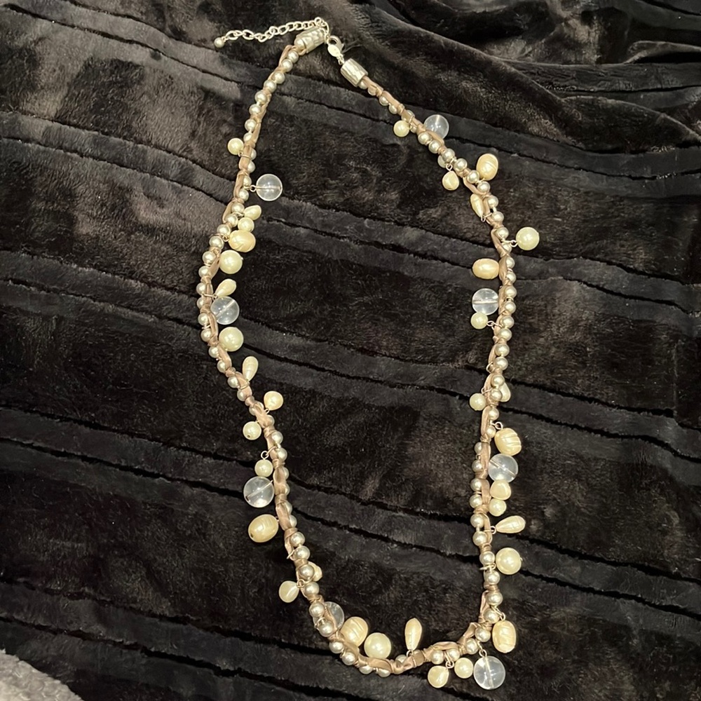 Chico’s pearl, satin long necklace!